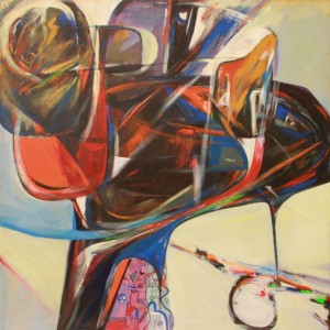 Eki Philosophy of the market as life by Mike Omoighe, 181 x 181cm, acrylic & transulcent paper on canvas, 2005-2012