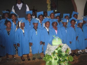 Some graduatiing pupils in a ceremony recently