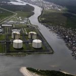 A view of the Nigeria Liquified Natural Gas Company near Finima village, during an aerial tour in Bonny
