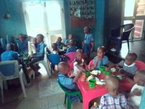 The Children having breakfast before school copy