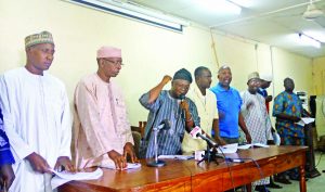 Ogunyemi (3rd from left), former ASUU President, Dr Isa Faggae and other leaders of the union