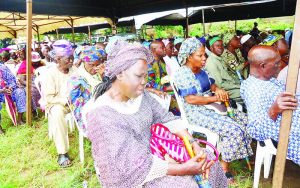 Pensioners during the prayer