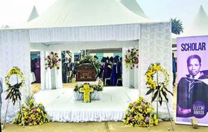 Elechi Amadi lying in state in his country home, Aluu