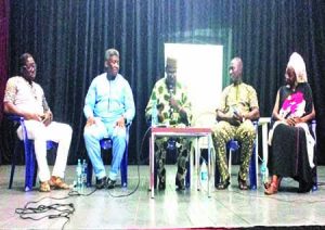 Vincent Sina Ayodele, Francis Onwuche, Ben Tomoloju, Tunji Azeez and Temi Halim during the discussion