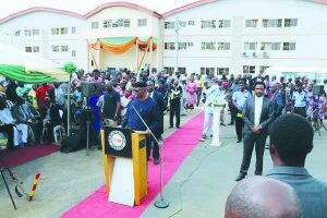 Gov Mimiko delivering his speech