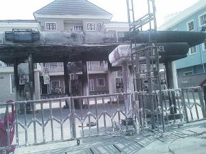 Razed filling station.