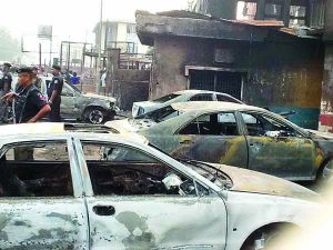 Some of the houses and cars destroyed of the fire
