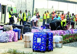 NIGERIANS DEPORTED FROM UK ARRIVE MM AIRPORT IN LAGOS