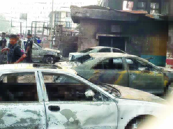 Some of the houses and cars destroyed of the fire