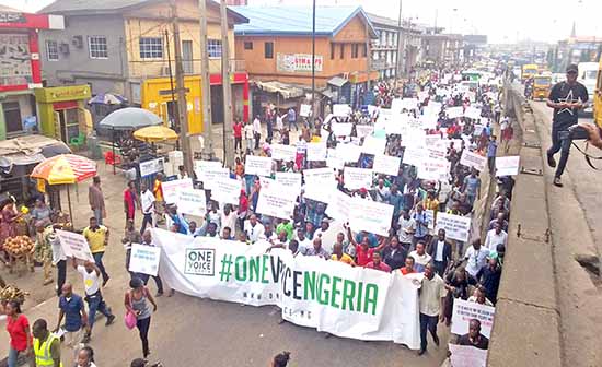 A group protesting in Lagos recently