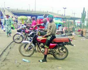 Commercial motorcyclists at Oshodi under the bridge (2)
