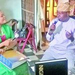 he author, Dayo Adedayo (right) responding to question from Titi Oyesan during the presentation of Nigeria 2.0 in Lagos