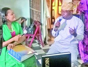 he author, Dayo Adedayo (right) responding to question from Titi Oyesan during the presentation of Nigeria 2.0 in Lagos