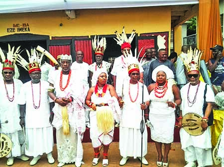 Igwe Chidubem Iweka and wife, Dr and Dr Mrs Monago with other cabinet chiefs