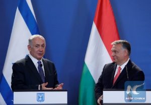 Hungarian Prime Minister Orban and Israeli Prime Minister Netanyahu attend a news conference in Budapest