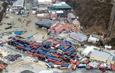 View of the aftermath of Hurricane Irma on Sint Maarten Dutch part of Saint Martin island in the Caribbean