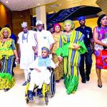 Kogi gov wife Amina with son Hayat on wheelchair arriving venue