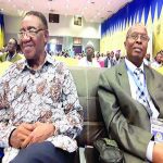 Prof Pai Obanya and Prof Jonas Redwood-Sawyrre at International Summit on Examination Malpractice organized by West African Examinations Council in Lagos