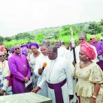 Primate Church of Nigeria, Anglican Communion, Most Rev Nicholas Okoh unveiling the plaque for the Mega Auditorium of Camp of Li