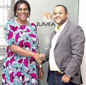 Sam Onyemelukwe, MD of Trace TV with Juliet Anammah, CEO of Jumia