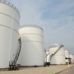 big Industrial oil tanks in a refinery