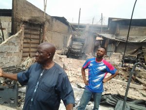 Chairman of the Polythene Dealers Market, Anthony Ubakasi lamenting the extent of losses in the fire disaster