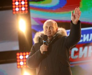 Russian President Vladimir Putin attends a rally after he won the Presidentai Elections 2018 in Moscow