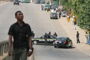 Road block from the ministry of Finance to the Airport road.