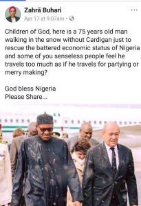 Fake ZAHRA Buhari Facebook page
