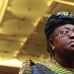 Managing Director of the World Bank Okonjo-Iweala arrives for the Korea – World Bank Development conference in Busan