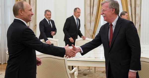 Russian President Vladimir Putin receives Trump National Security Adviser John Bolton in Moscow