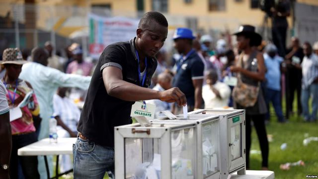 A-party-delegate-casting-his-vote