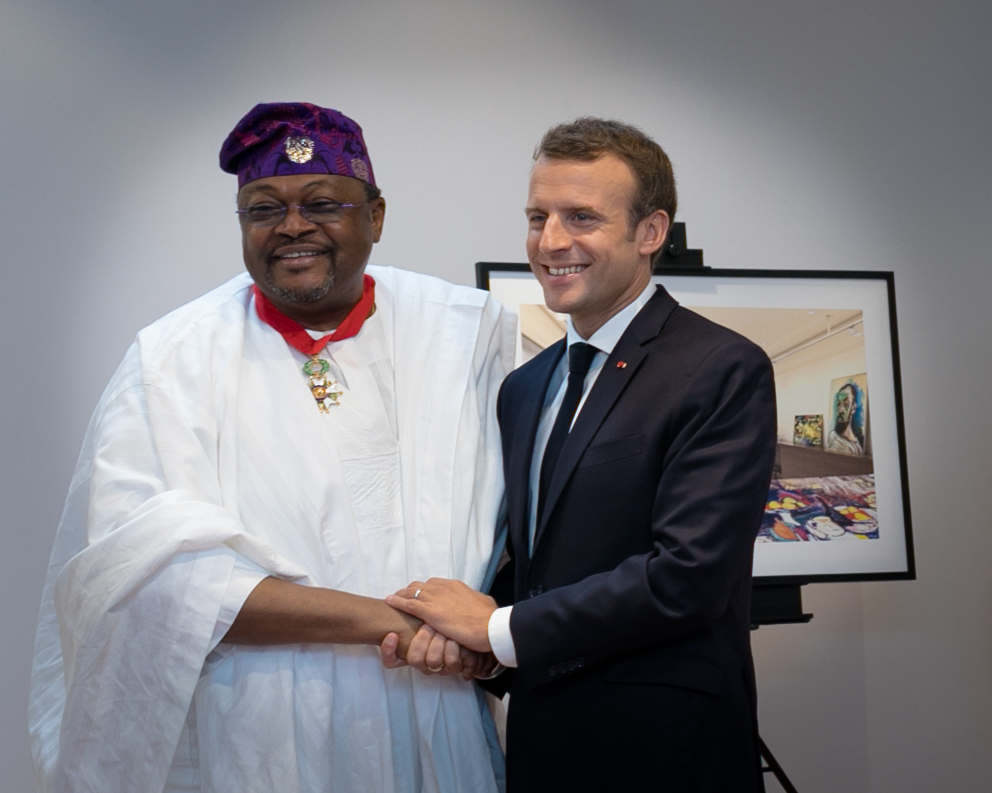Dr MIKE ADENUGA JR GCON CSG WITH FRENCH PRESIDENT