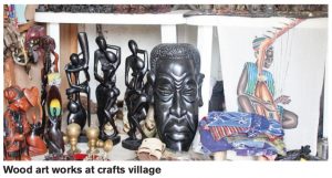 Wood art works at crafts village