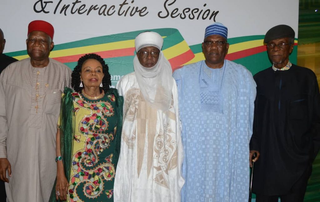 L-R Gen Ike Nwachukwu (Rtd),Hon Titi Oseni Gomez,Sarkin Sokoto, Alhaji Muazu Abubakar,Chief Kenny Martins