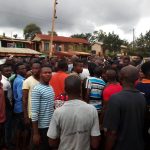 Some of the protesting Awkuzu youths at Nteje Police station
