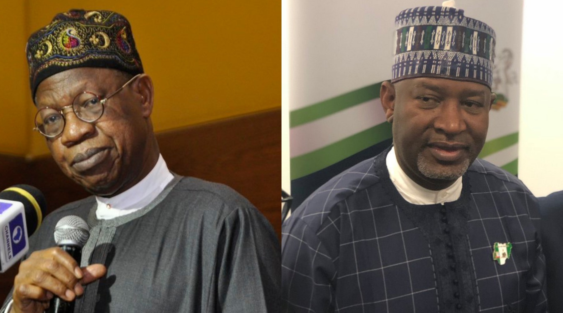 Lai Mohammed (L), Hadi Sirika (R)