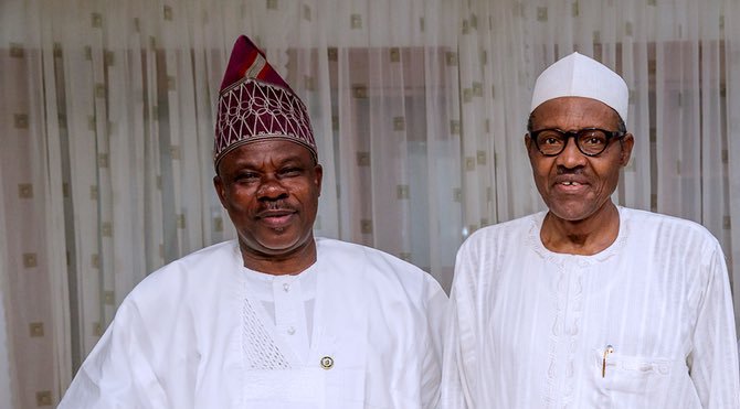 Governor Ibikunle Amosun (L) with President Muhammadu Buhari (R)