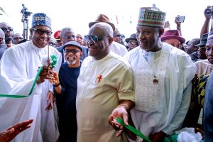 (L-R): Buhari, Ngige, Wike