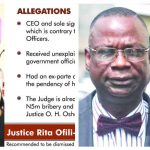 NJC recommends sack of Ofili-Ajumogobia, Agbadu-Fishim