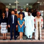 A delegation of the European Centre for Electoral Support (ECES), comprising Monica Frassoni (President), Fabio Bargiacchi (Executive Director) and Rudolf Elbling pays a courtesy visit to the #INEC Chairman at the Commission’s headquarters, Abuja earlier today