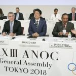 FILE PHOTO: IOC President Bach, Japan’s PM Abe and ANOC President Al-Sabah attend the XXIII ANOC General Assembly in Tokyo