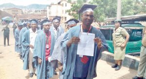 Matriculating inmates on procession