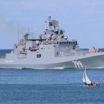 FILE PHOTO: The Russian guided-missile frigate Admiral Makarov arrives at the Bay of Sevastopol to join Russia’s Black Sea Fleet in Sevastopol