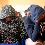 School children who were kidnapped by armed men are pictured after they were released, at a governor’s office in Bamenda