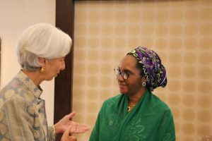 IMF’s Christine Lagarde speaks with Nigeria’s Minister of Finance