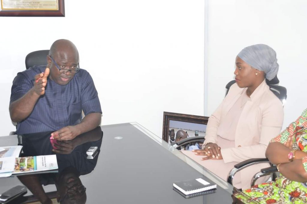 L-R: Heineken Lokpobiri,Minister of State for Agriculture and Rural Development; Ndine Gbossa, IFAD Country Representative