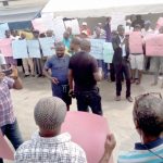 Festac residents protesting in front of EKEDC office