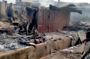 Homes and shops razed
