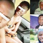 (clockwise): The couple during their car sex in public; Raji, Ogunbiyi, Kazeem